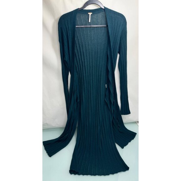 Free People Sweaters - Free People Ribby Rib Womens Open Cardigan Linen Blend Flyaway Longline Duster M